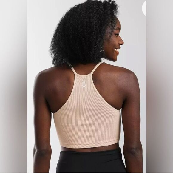 Free People FP Movement Happiness Runs Crop Long Stone Eagle Tan M/L - Picture 2 of 9